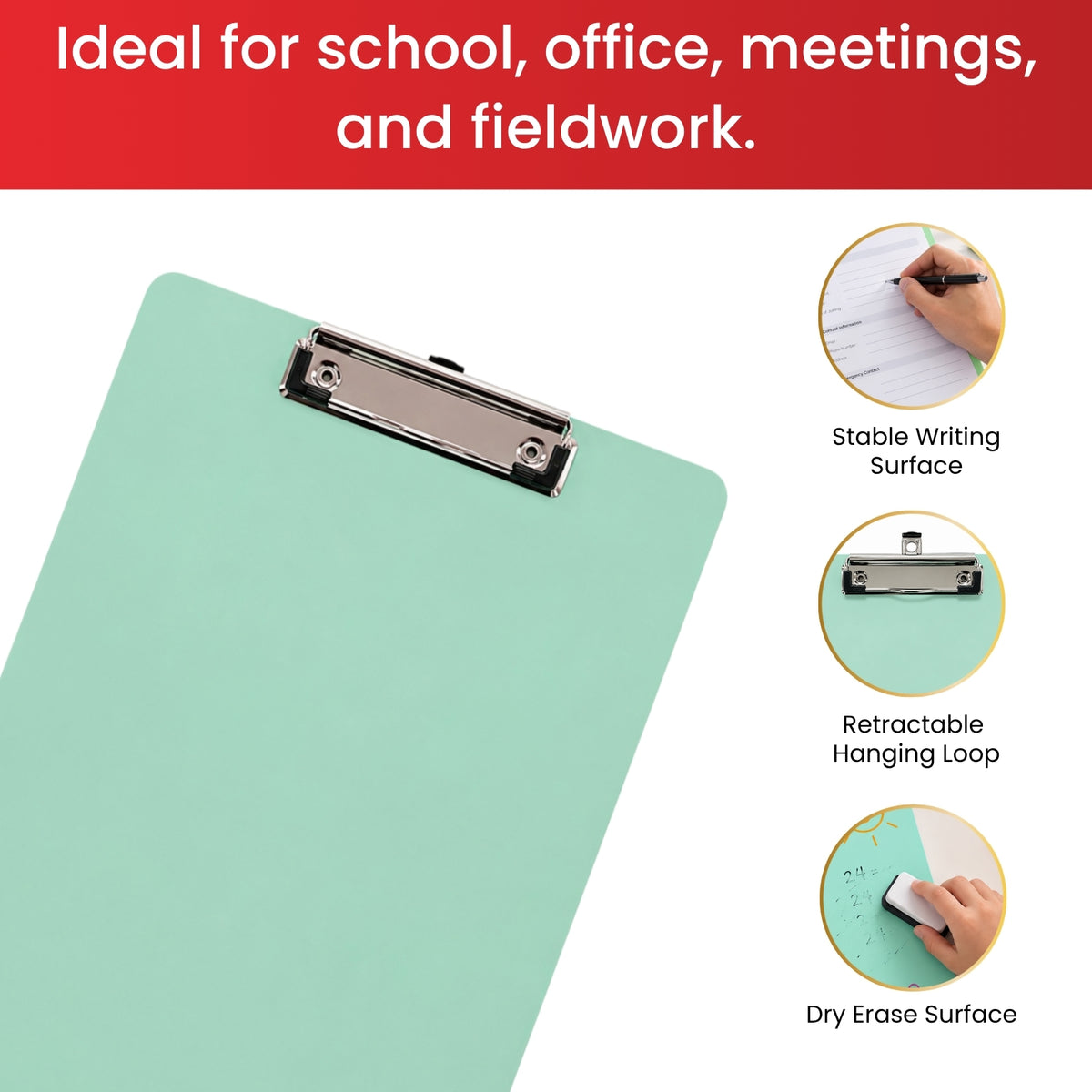 Rigid Mdf A4 Erasable Pink Whiteboard Clipboard