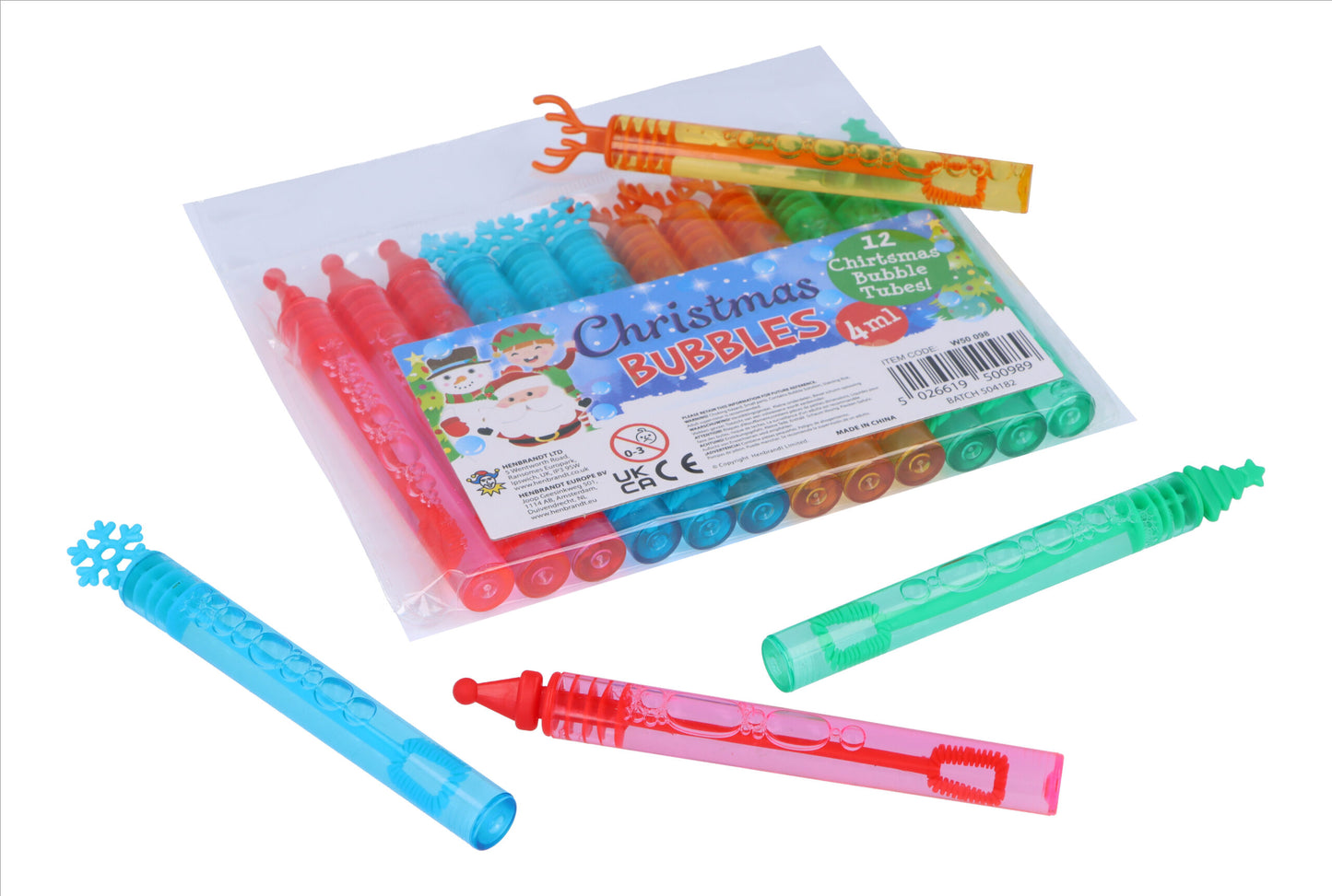 Pack of 12 Christmas Mini Party Bubble Tubes 4ml