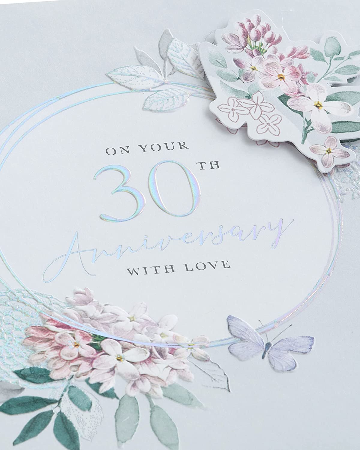 Pearl Delicate Floral Design 30th Anniversary Card