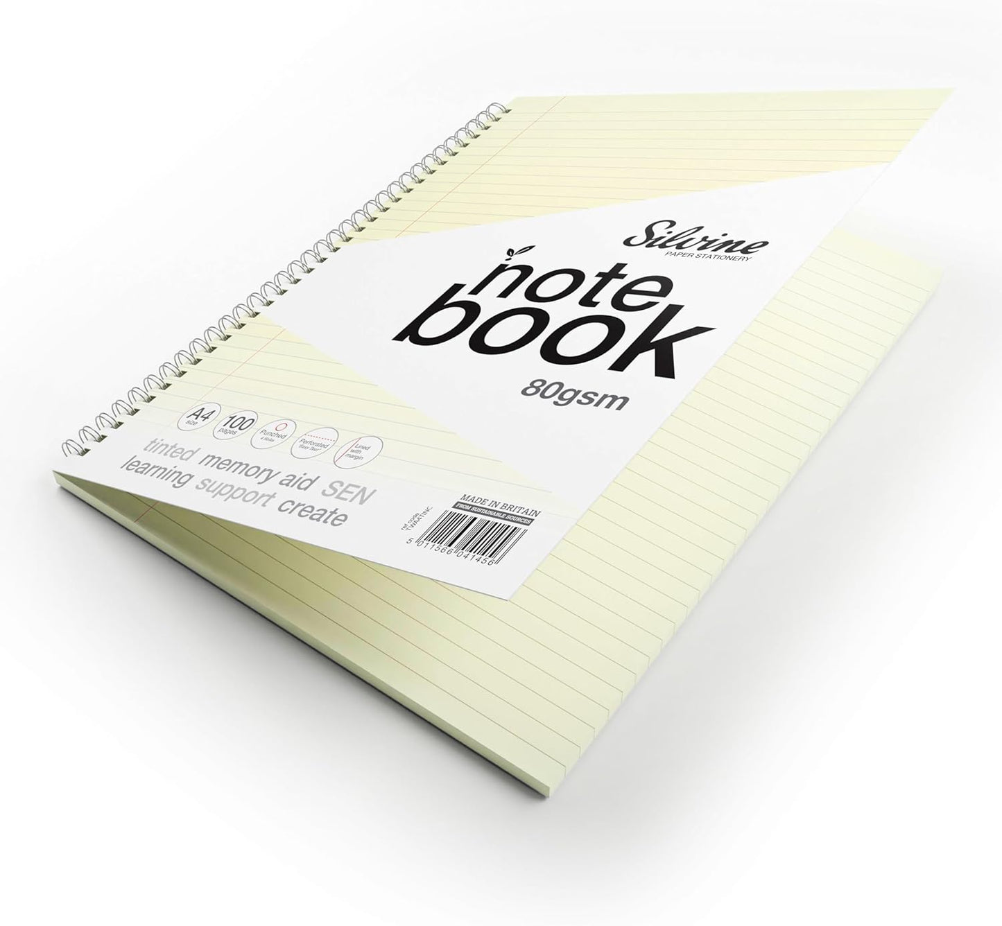 A4+ 100 Pages Twin Wire SEN Cream Paper Dyslexia Notebook - Lined with Margin