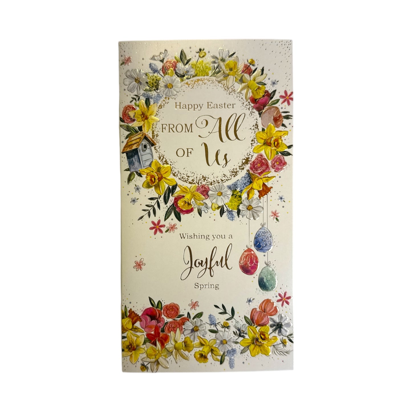 From All Of Us Spring Flowers Wreath Design Easter Card