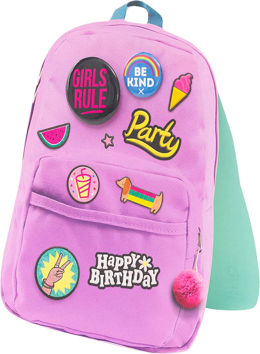 Fun Backpack Birthday Card with 2 Badges
