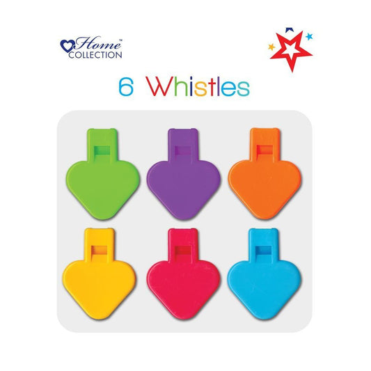 Pack of 6 Assorted Colours Whistles - Party Bag Fillers