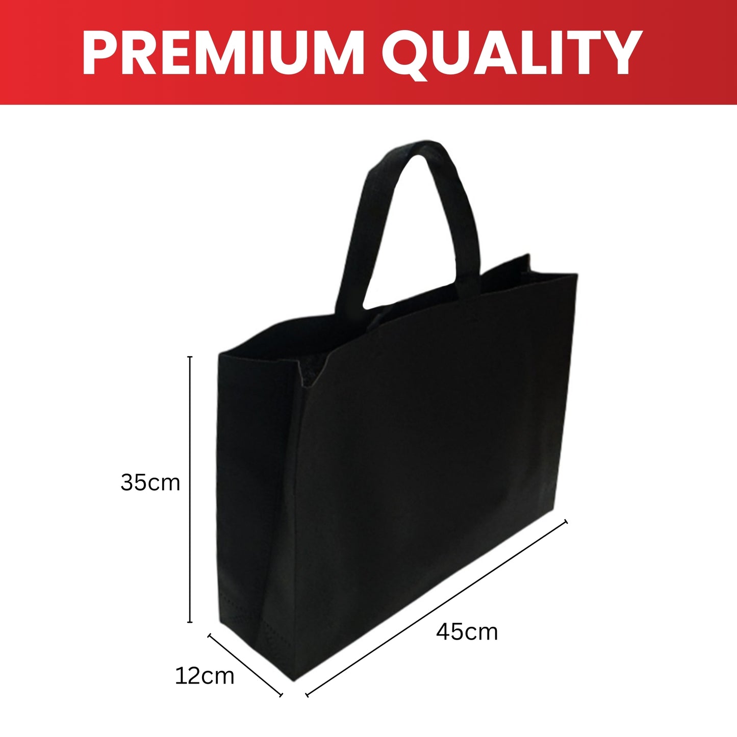 Pack of 100 Grey Coloured 45x35x12cm Non-Woven Bags with Handle
