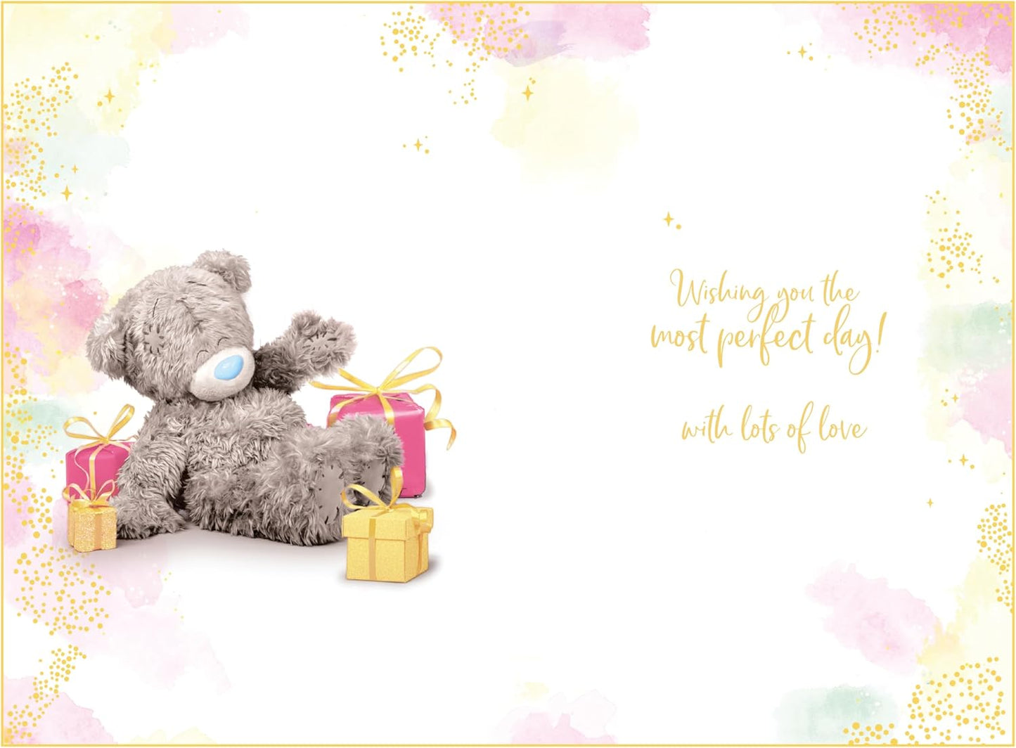 Bear Sitting With Gifts 3D Photo Finish Granddaughter Keepsake Birthday Card
