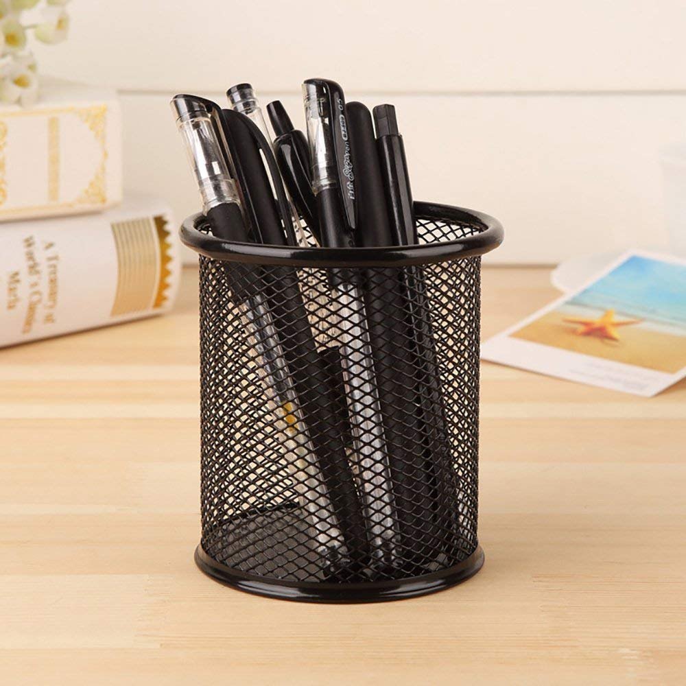 Black Wire Mesh Desk Pen Pot 9 x 10cm