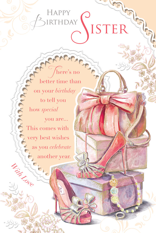 With Love To Sister Stylish Accessories Design Celebrity Style Birthday Card