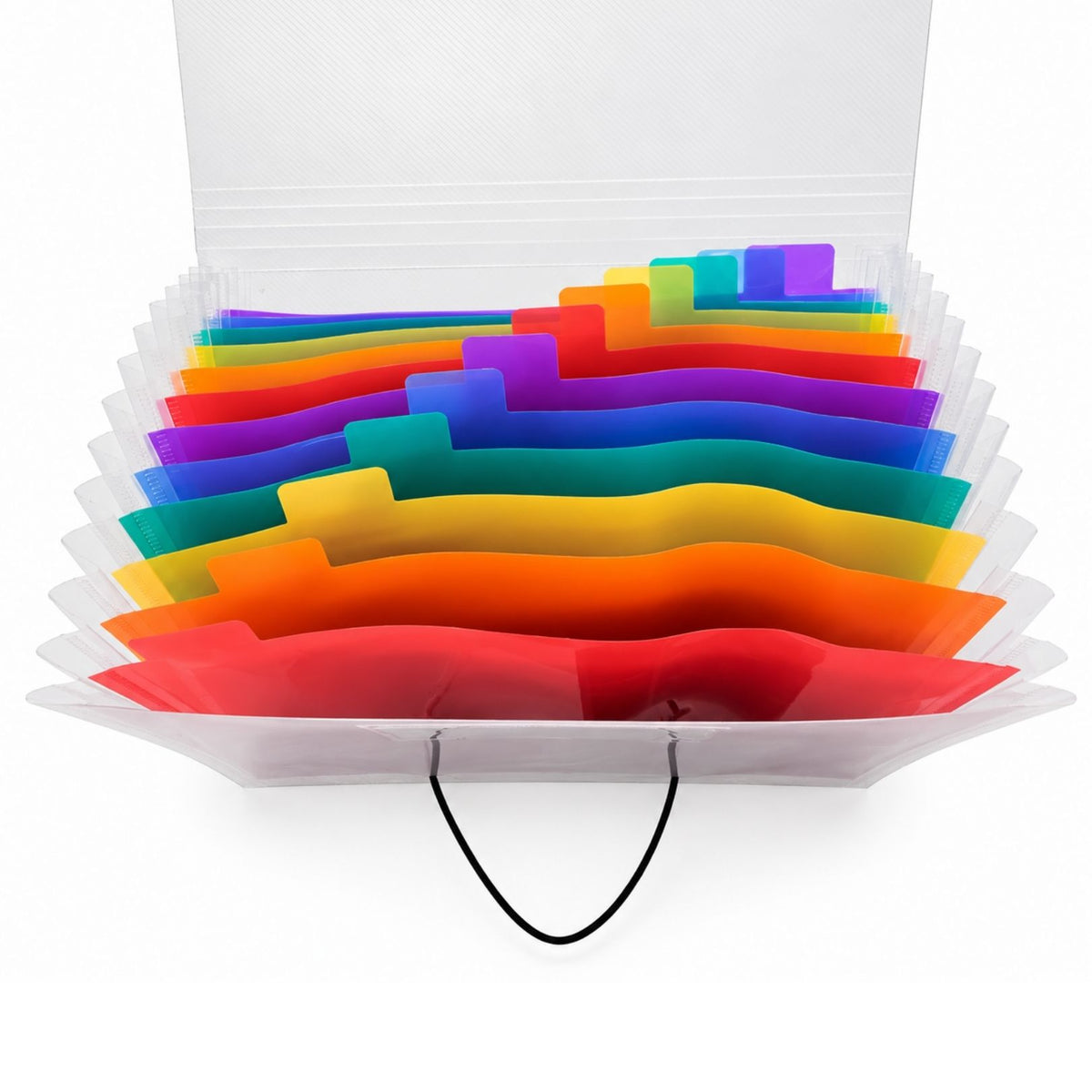 A5 13 Part Rainbow Coloured Tabs Expanding File With Elastic Closure