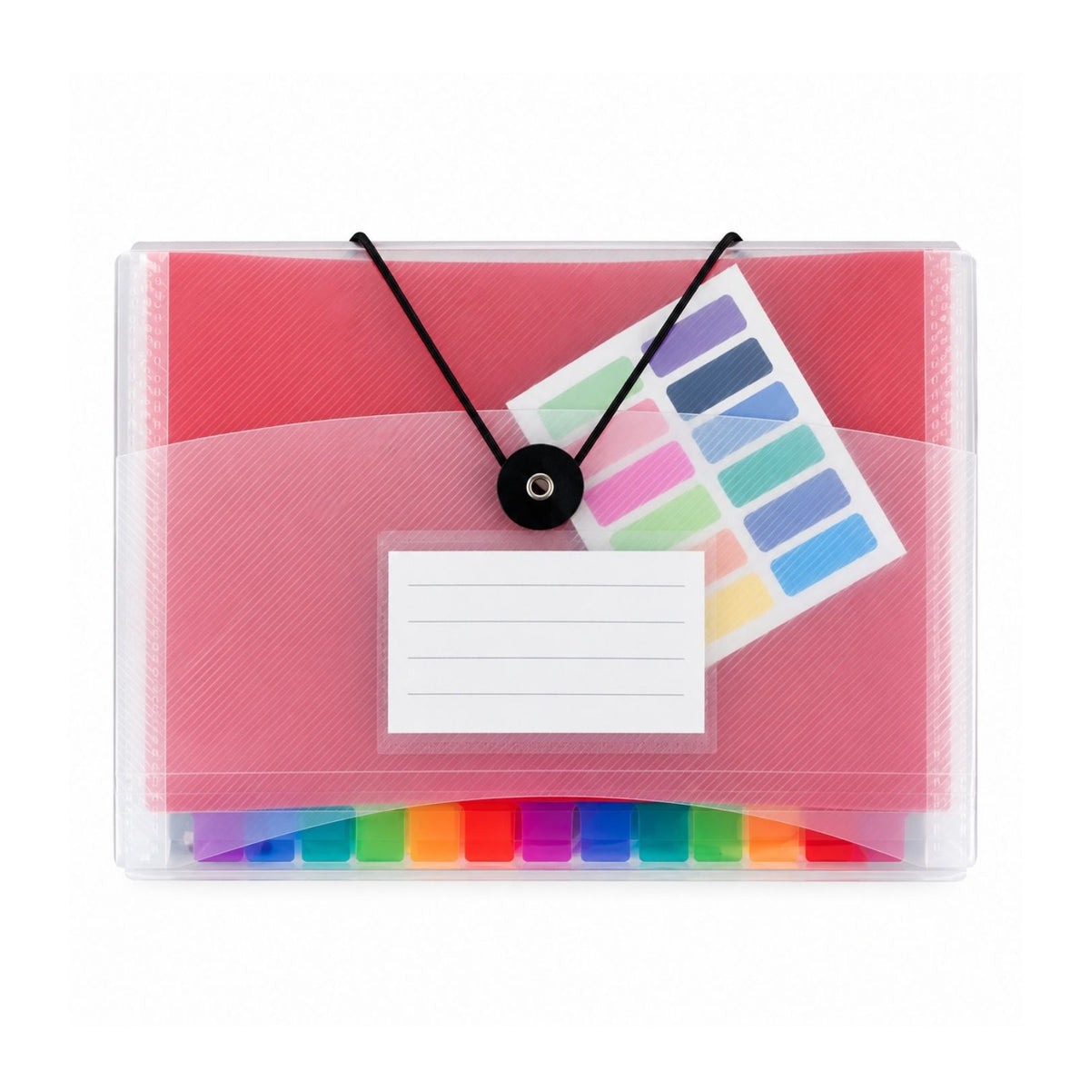 Pack of 6 A5 13 Part Rainbow Coloured Tabs Expanding Files With Elastic Closure