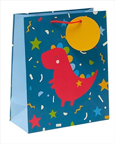 Colourful Cute Dinosaur Medium Gift Bag With Tag Gift Wrapping Essentials