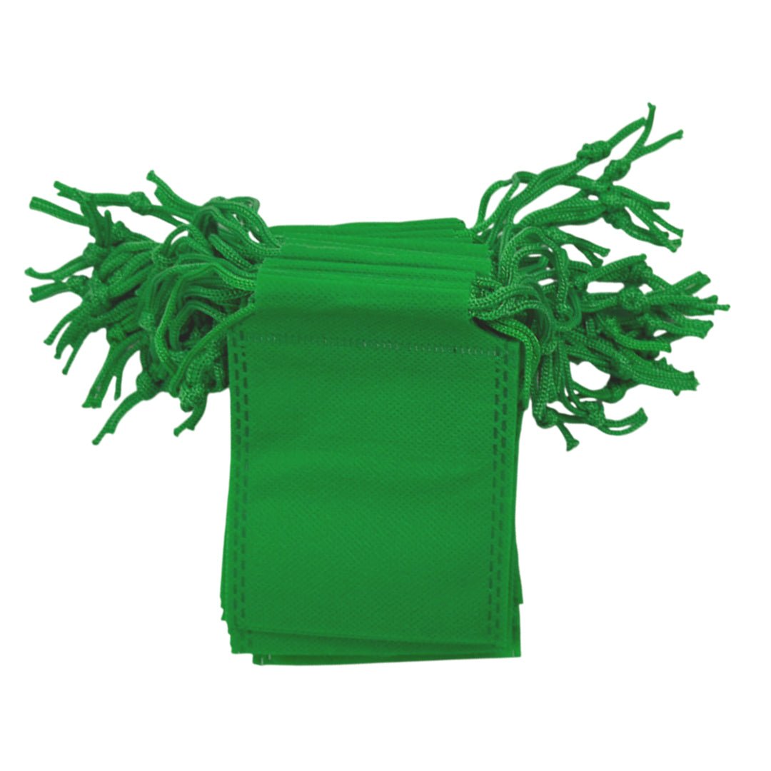 Pack of 50 Dark Green Coloured 12x9cm Non-Woven Drawstring Bags
