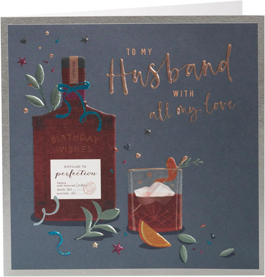 Whiskey Bottle Design Husband Birthday Card
