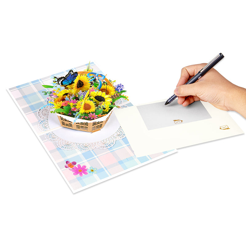 Sunflower Bloom Basket 3D Pop Up Greeting Card
