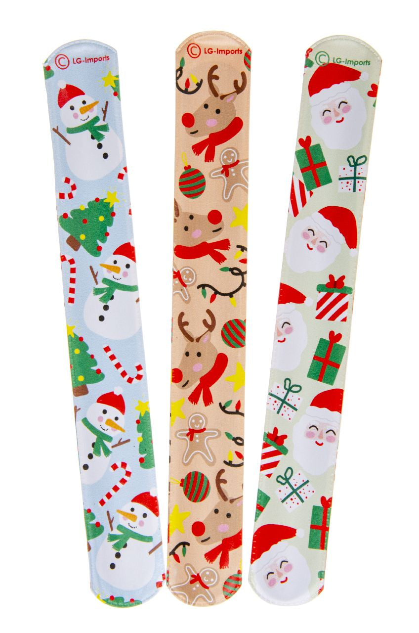 Pack of 6 Christmas Slap Bracelets