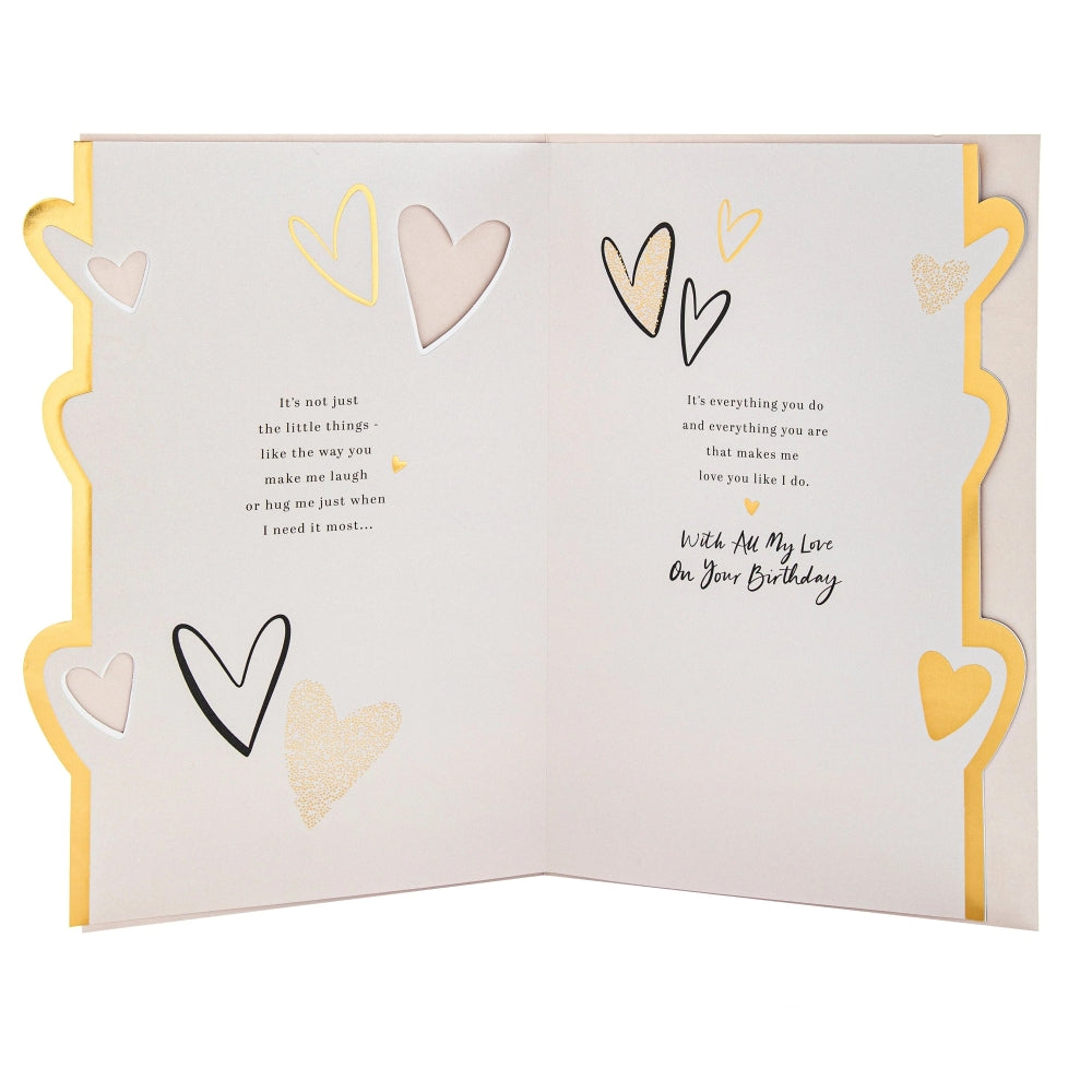 Gold Foil Hearts Design & Heartfelt Verse Boyfriend Birthday Card