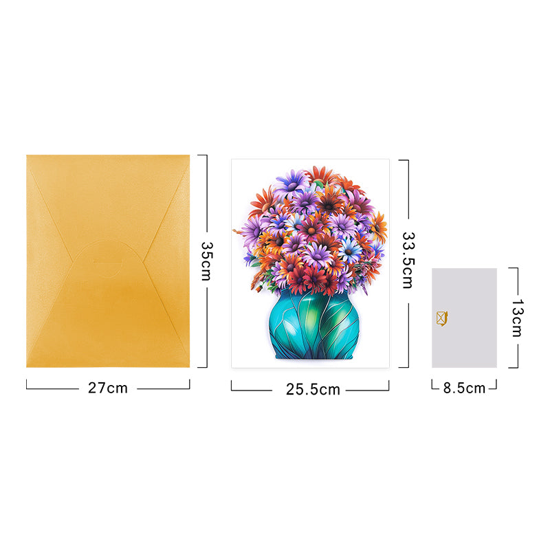 Daisy Delight Vibrant 3D Pop Up Flower Vase Greeting Card - Birthday Anniversary Mother's Valentine's Day