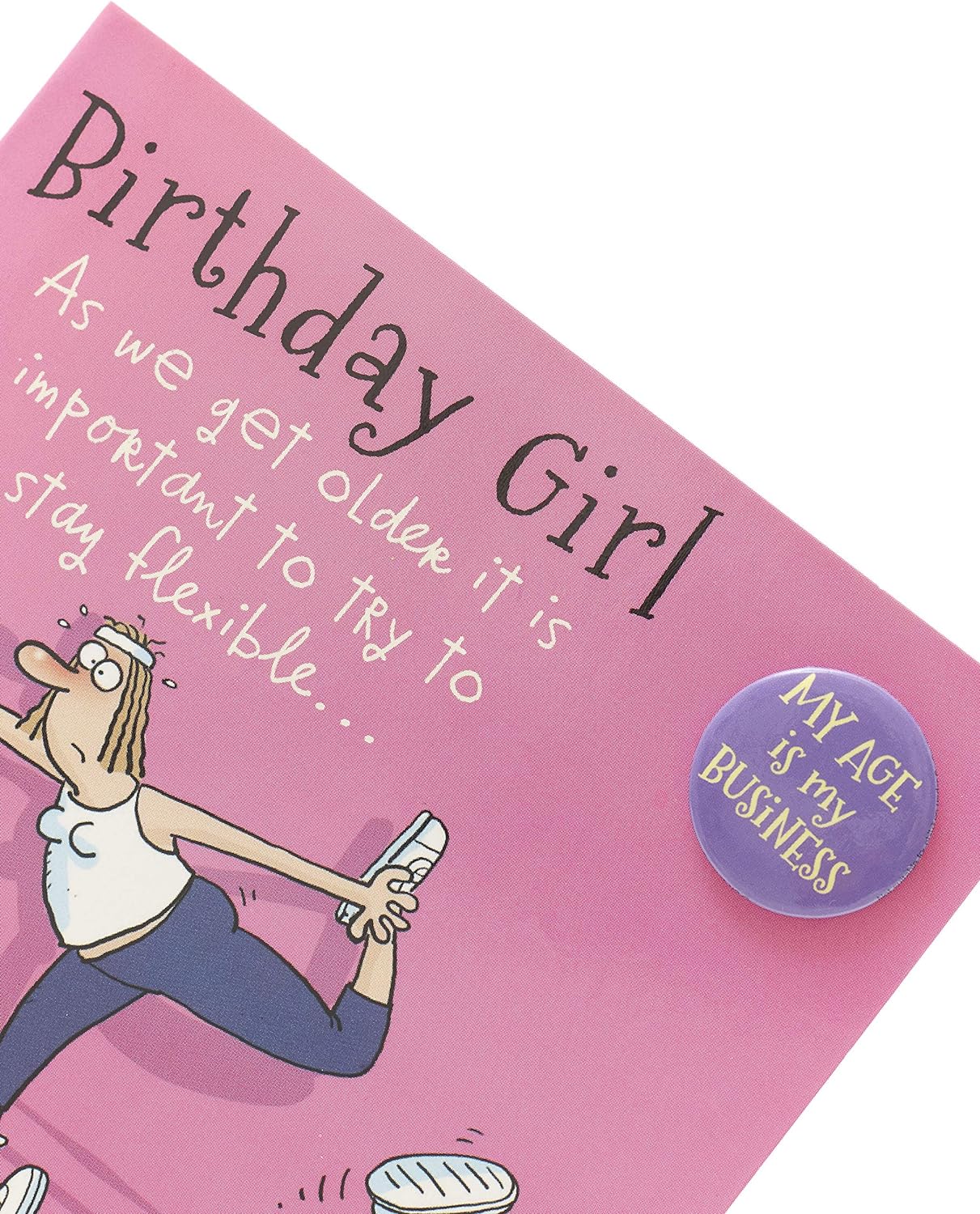 Yoga Design Birthday Card For Her with Badge