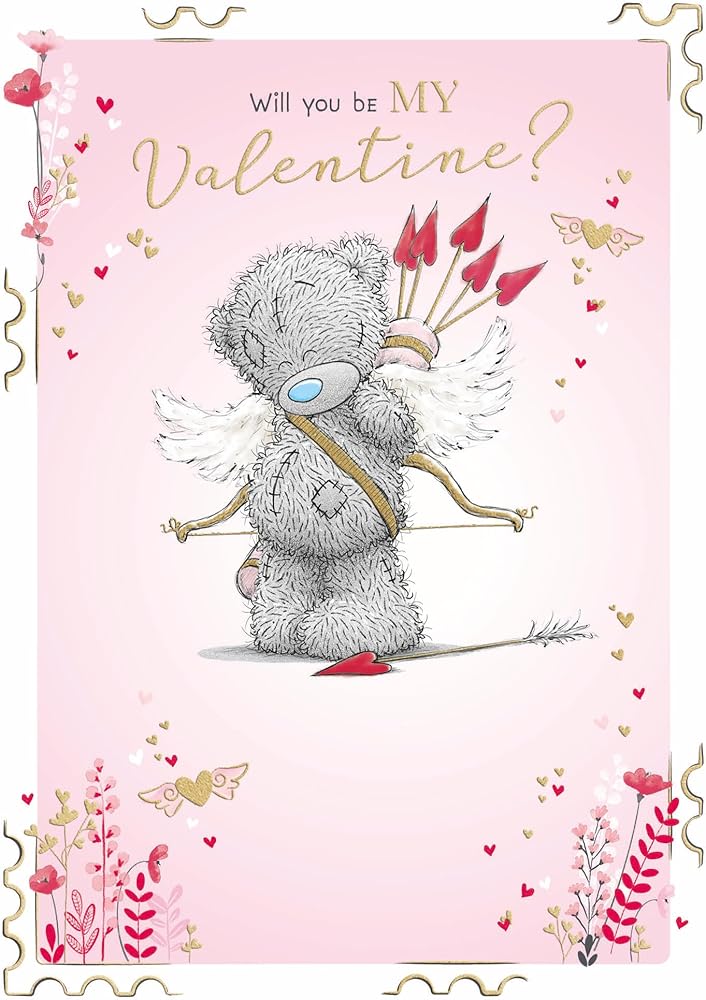 Bear Dressed As Cupid Open Valentine's Day Card