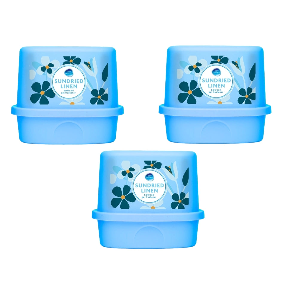 Pack of 3 Pan Aroma Sun-Dried Linen Bathroom Gel Air Fresheners 150g