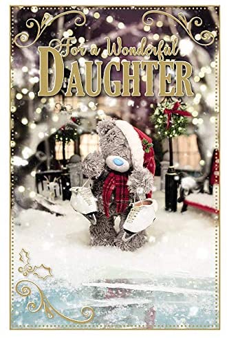 Daughter Me to You 3D Holographic Hologram Bear Teddy Christmas Card