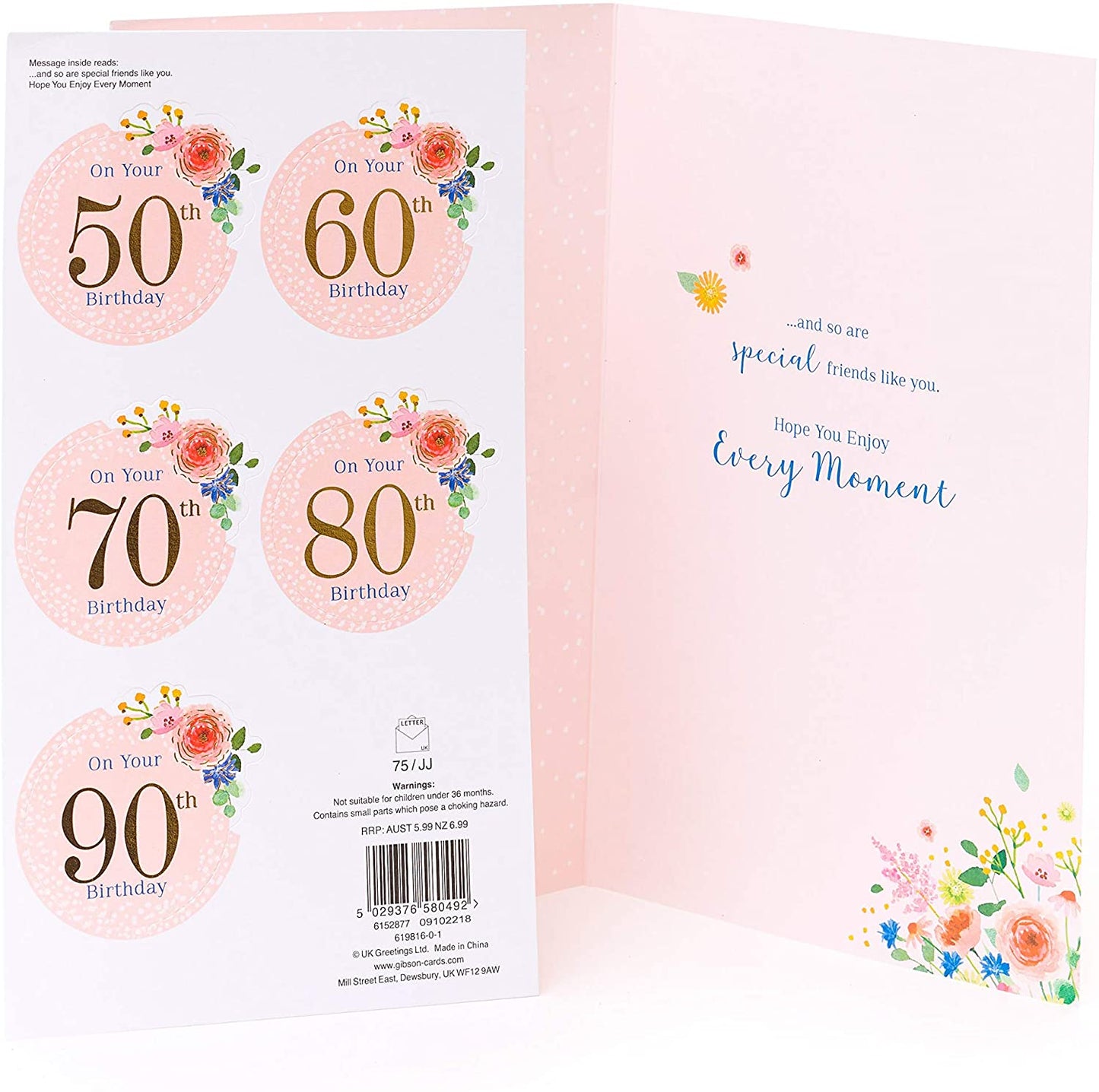 Friend Card with Nice Words Personalised Age 50th, 60th, 70th, 80th, 90th {DC}