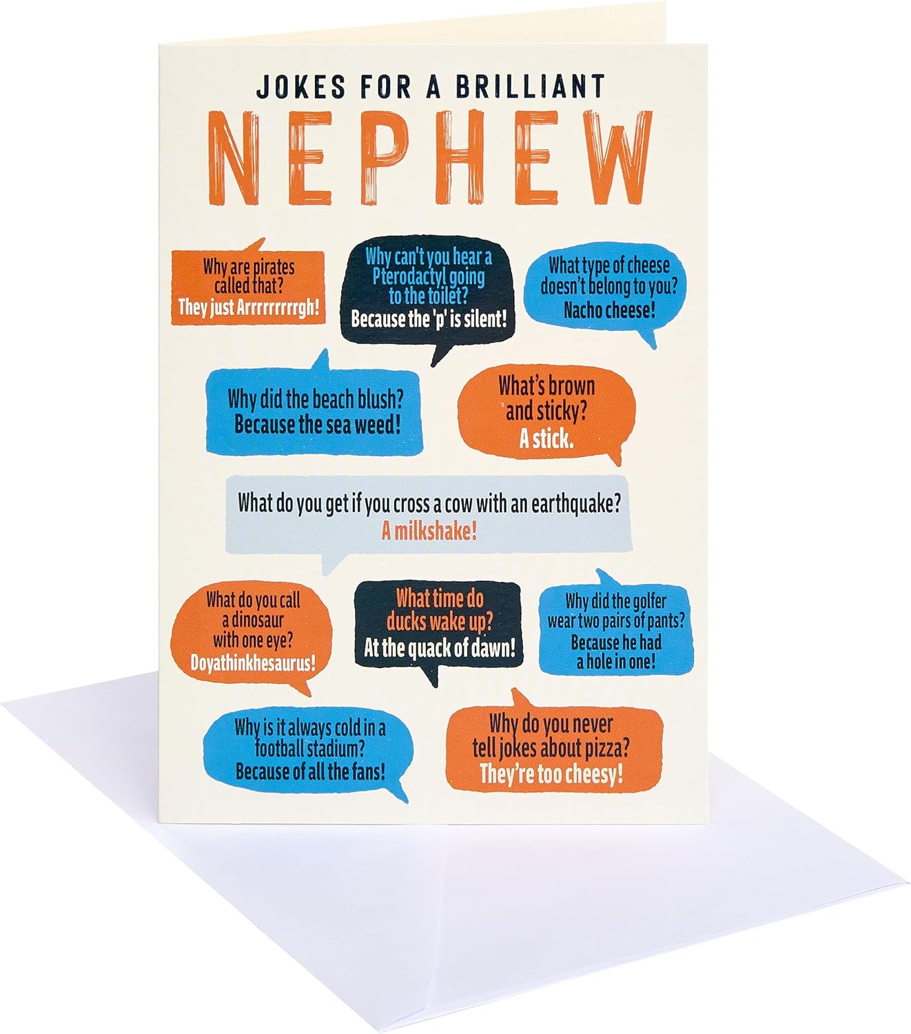 Joke List Speech Bubbles Design Nephew Birthday Card