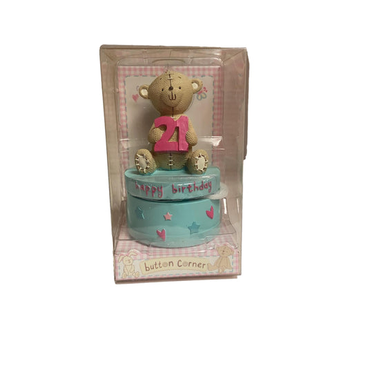 Button Corner 21th Birthday Teddy Bear Keepsakes Gift Box