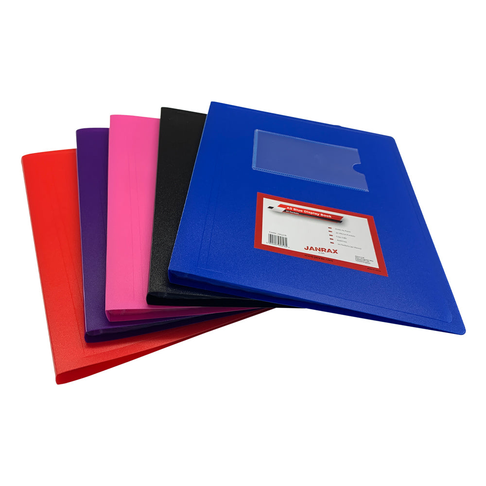 Pack of 5 A5 20 Pocket Purple Flexible Cover Display Books