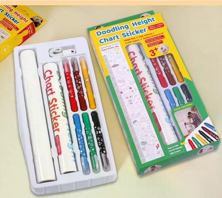 Doodling Height Chart Sticker And Picture Scroll with Removable Glue