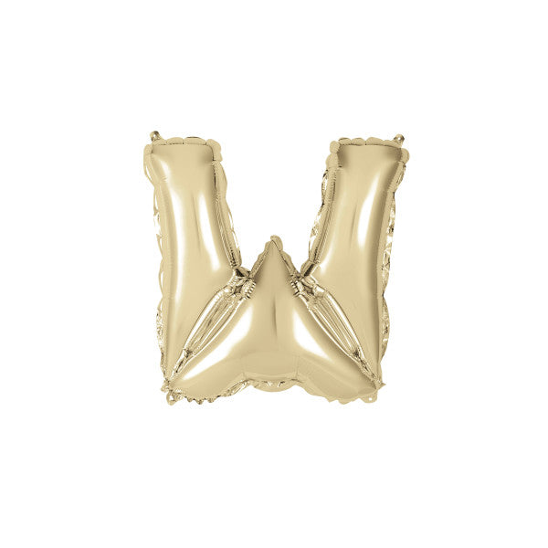 Gold Letter W Shaped Foil Balloon 14"