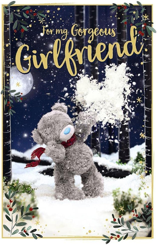 Bear With Snowy Heart Girlfriend Christmas Card