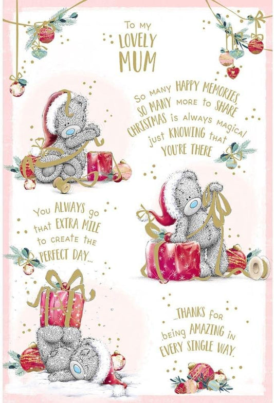 Bear Wrapping Gift Mum Christmas Card