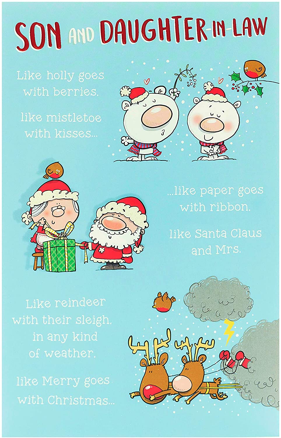 Son and Daughter in Law Christmas Card Special Couples Christmas Funny Festive Poem