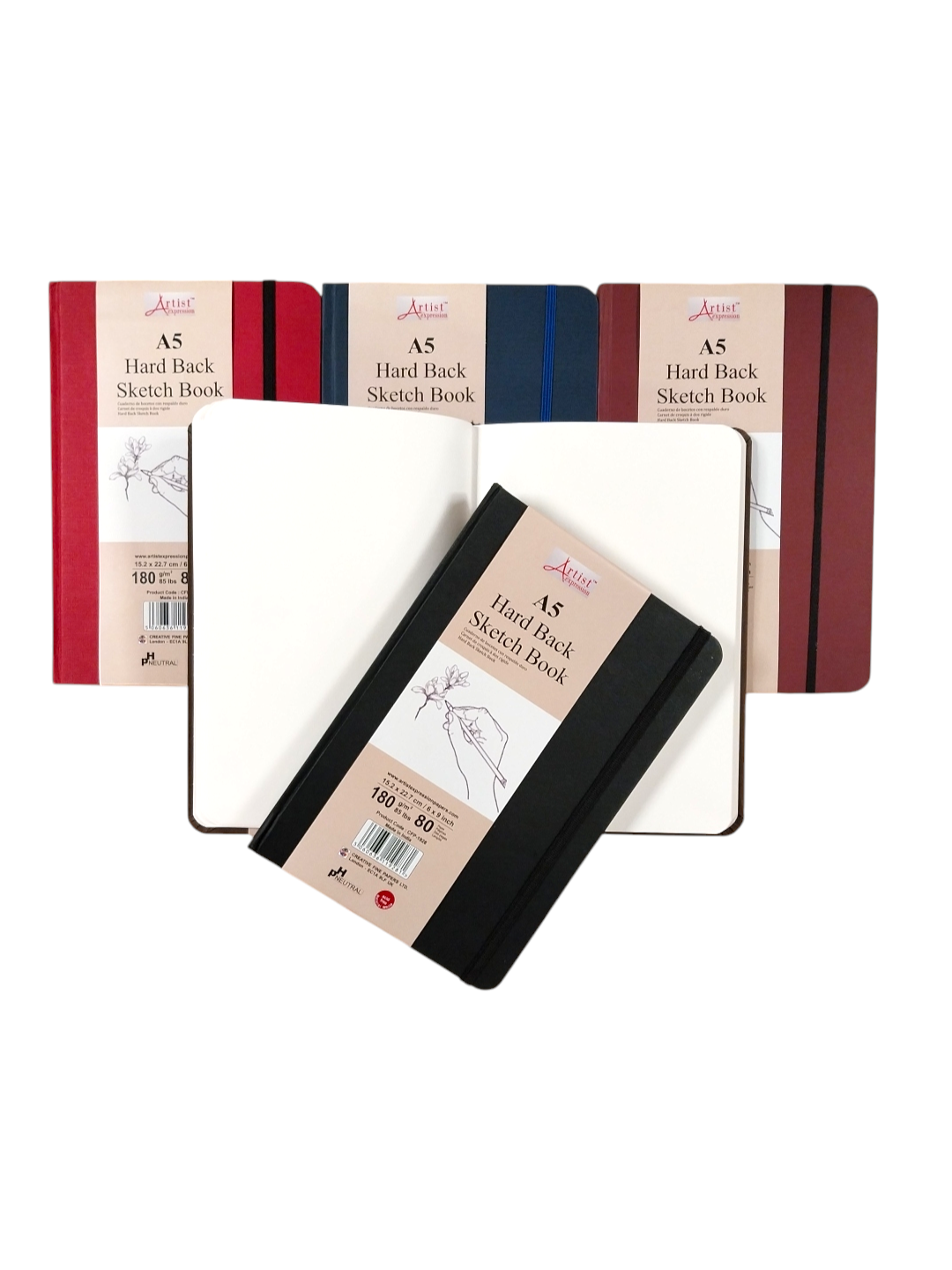 Single A5 80 Pages Hard Back Portrait Sketch Book