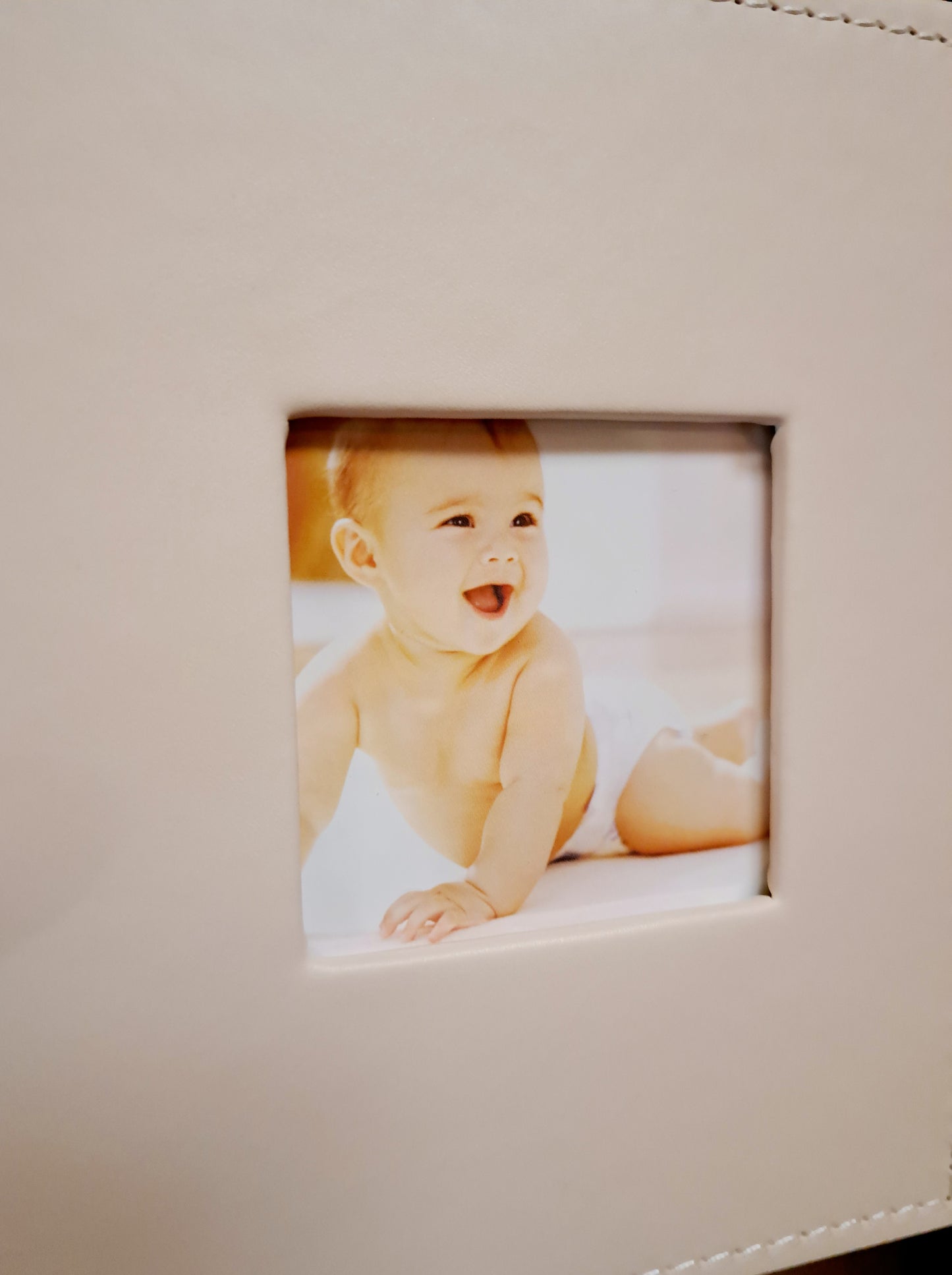 Baby Photo Album Cream Leather Style Silver Plated ABC Set Of 3