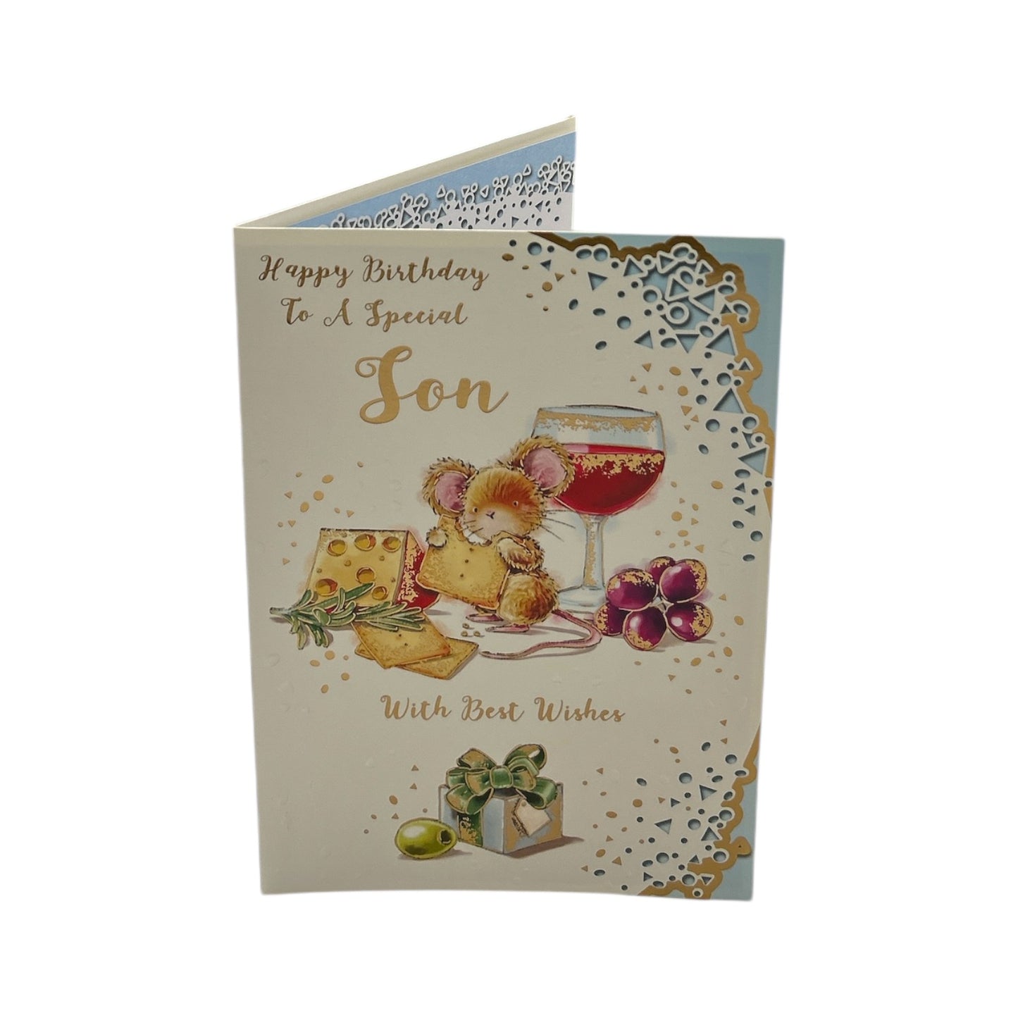 To My Son Mouse Munching Cheese Design Birthday Card