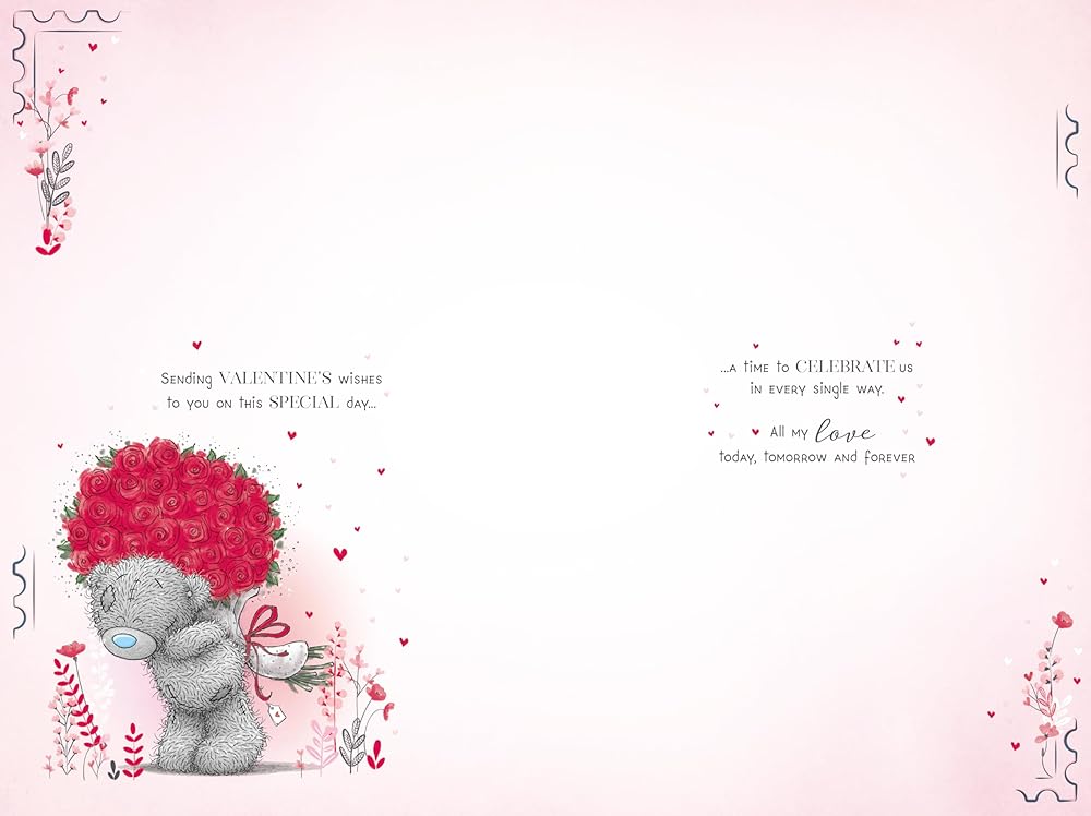 Bear Lying In Heart Shape Of Flower Special Person In My Life Valentine's Day Card