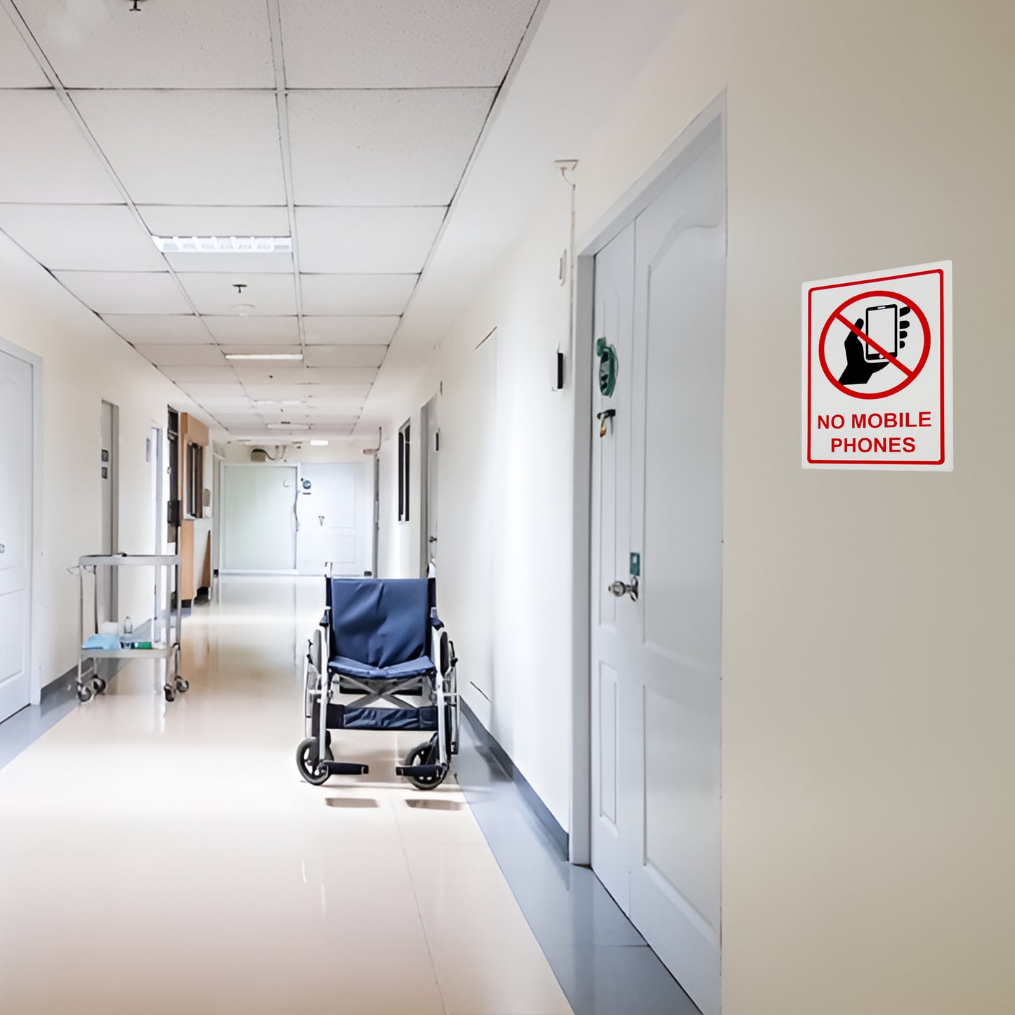 Pack of 18 No Mobile Phone Sign Self Adhesive Labels 80x110mm