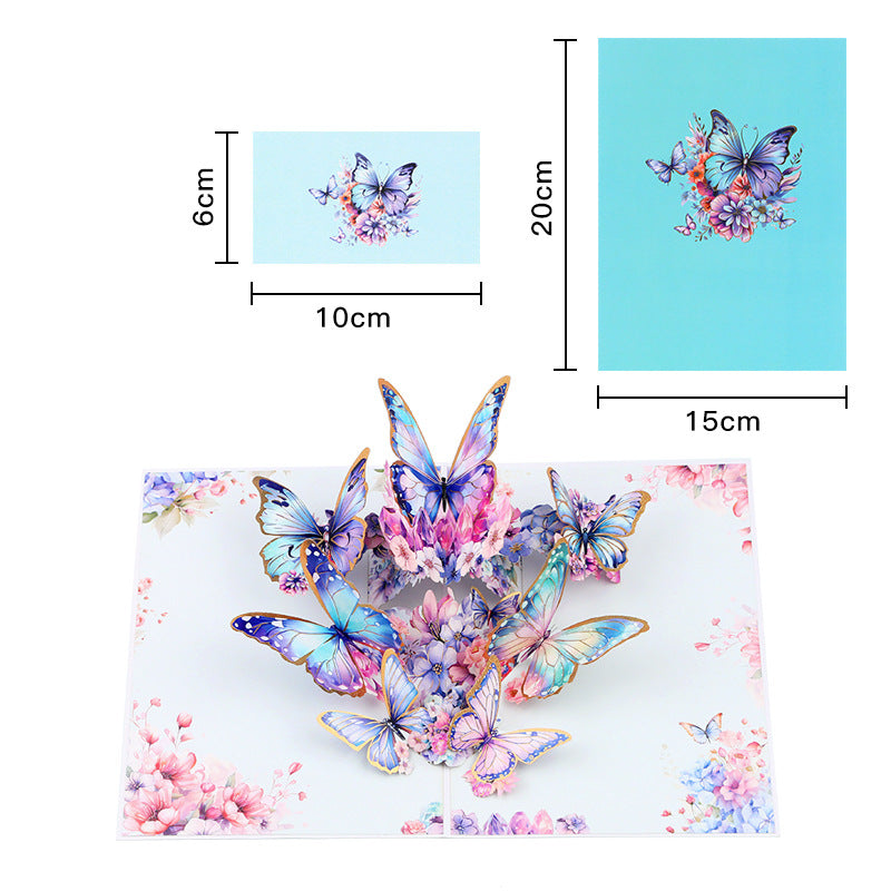Hot Stamped Blue Butterfly 3D Pop Up Greeting Card - Birthday Mother's Valentine's Day