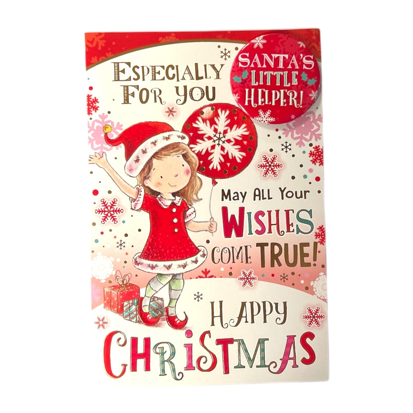 Especially For You Santa’s Little Helper Christmas Card With Badge