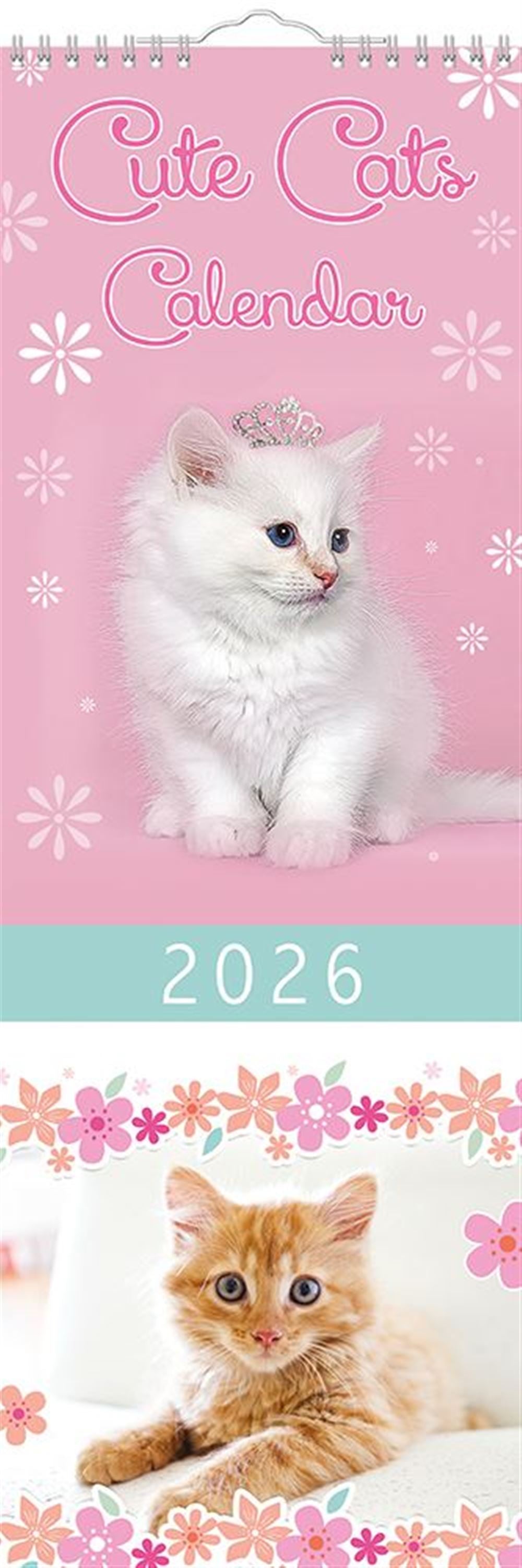 Slim Month To View Calendar 2026 – Photographic Cats – 143mm x 417mm
