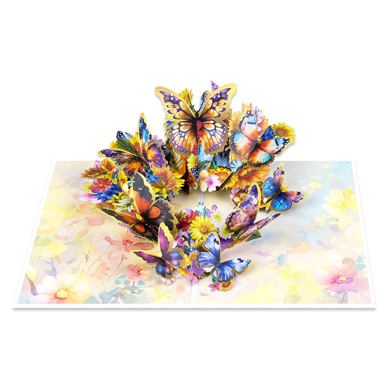 Wings of Sunshine Floral Butterfly 3D Pop Up Greeting Card - Birthday Mother Anniversary Valentine's Day