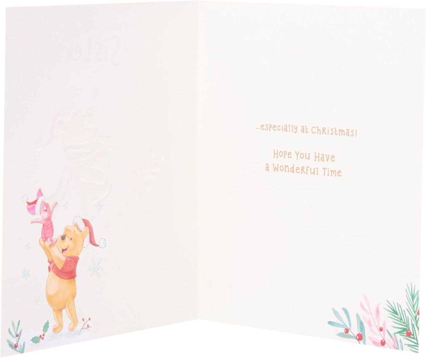 Disney Winnie the Pooh & Piglet Design Sister Christmas Card