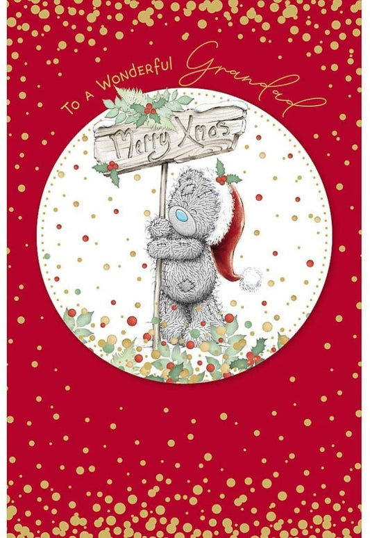 Grandad Tatty Teddy Holding Sign Design Christmas Card