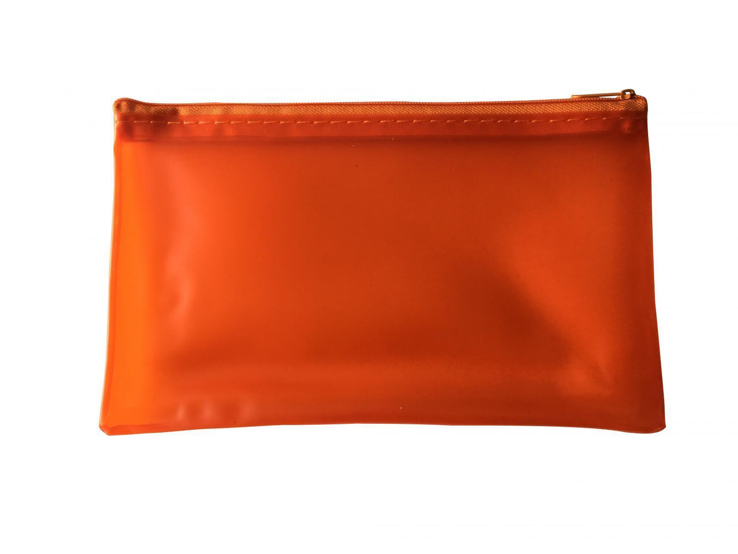 8x5" Frosted Orange Pencil Case - See Through Exam Clear Translucent