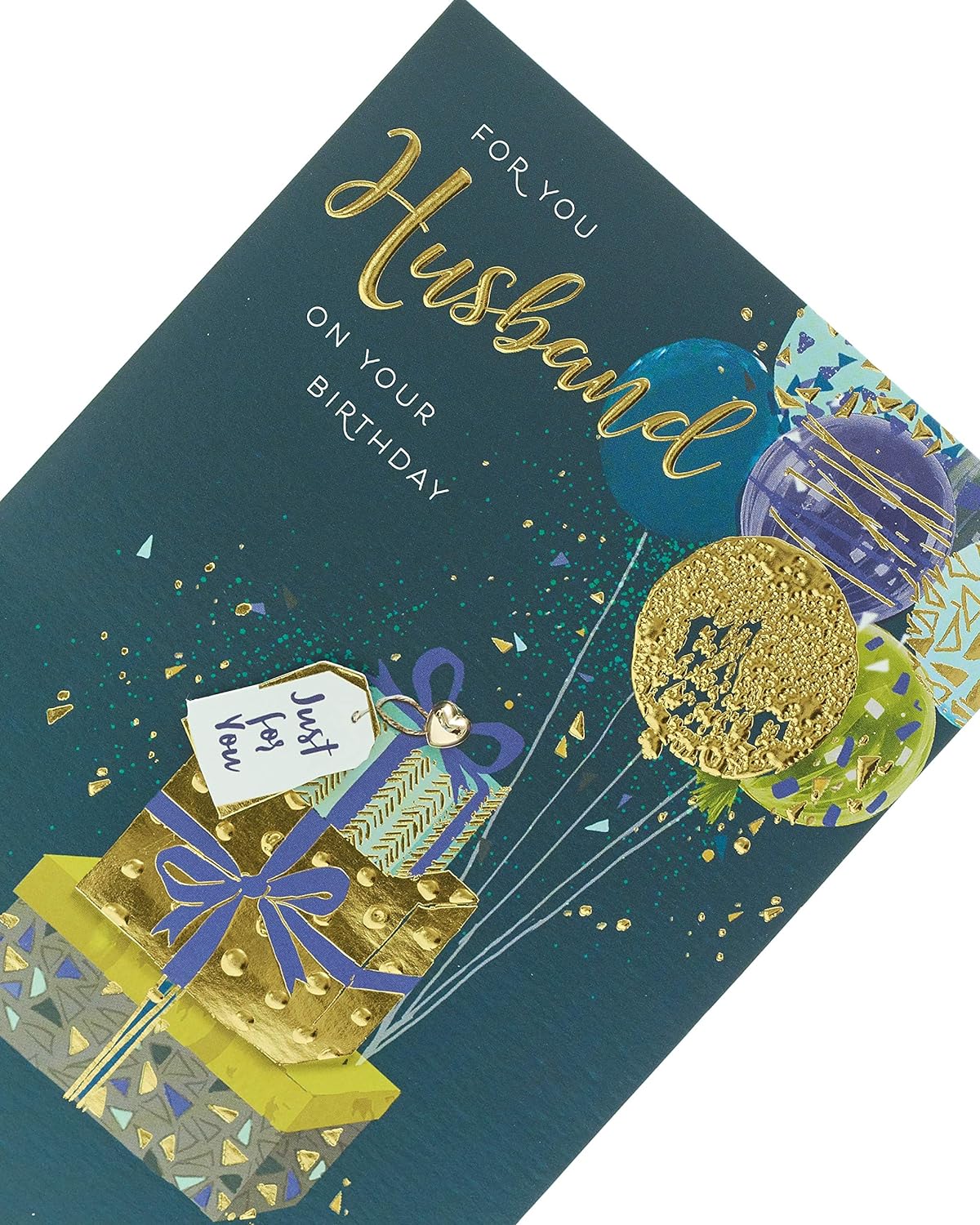 Husband Birthday Card Contemporary Featuring Balloons Attached to Gifts