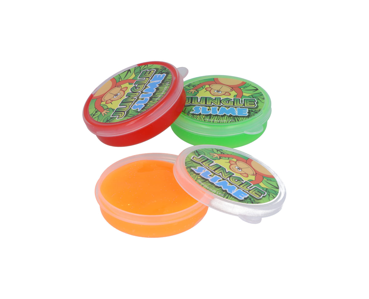 Pack of 12 Jungle Animal Slime Tubs - Pocket Money Toys Party Bag Filler