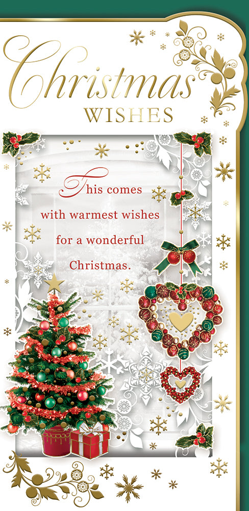 Box of 20 Christmas Tree Design Luxury Slim Greetings Cards With Envelopes