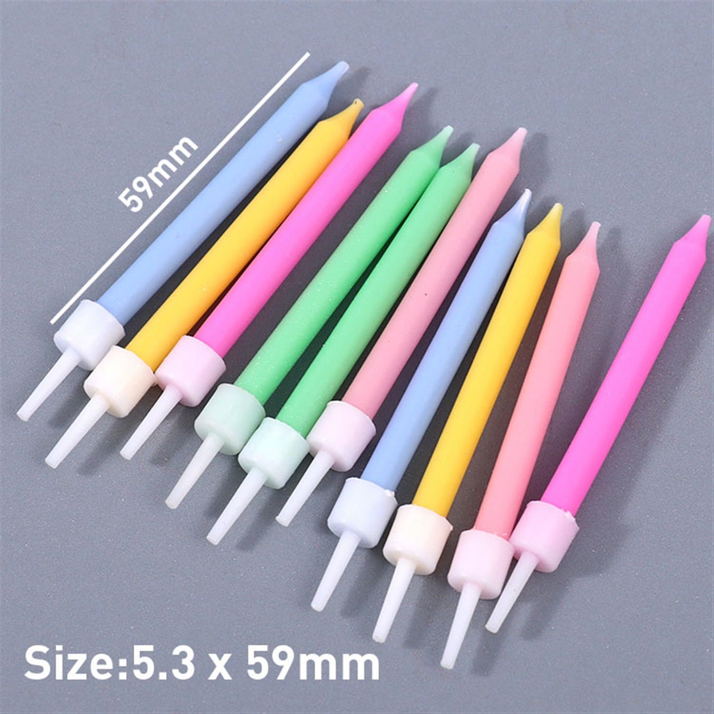 Pack of 10 Multicolor Light Body Pins Candles With Thread Pillar