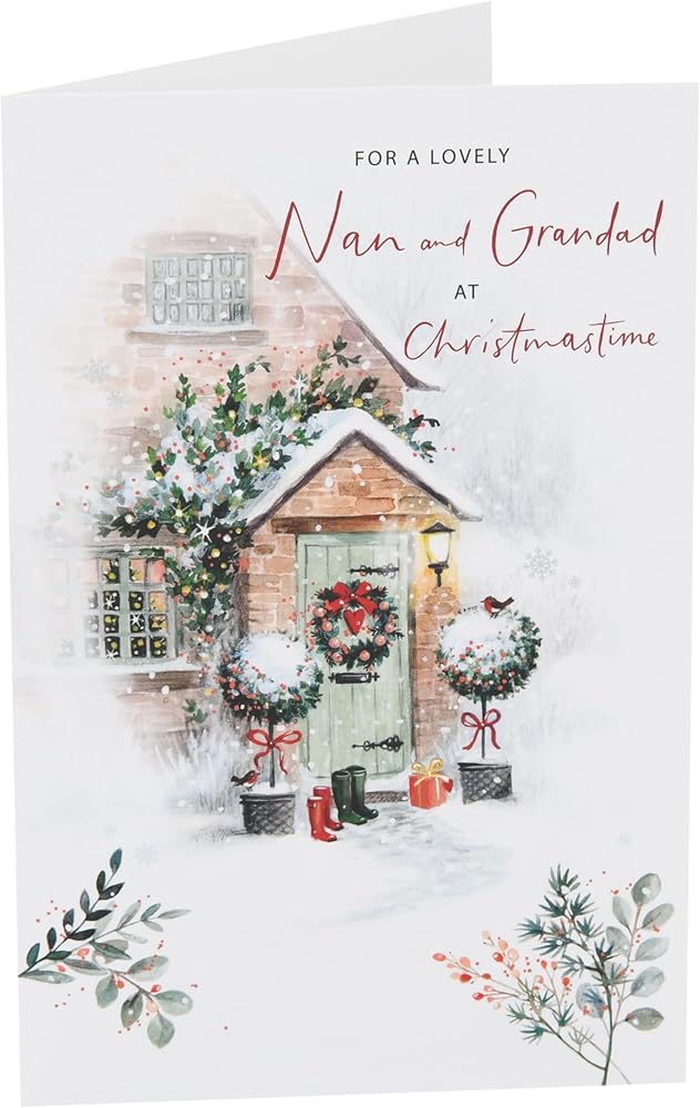 Snowy Doorway Design Nan & Grandad Christmas Card